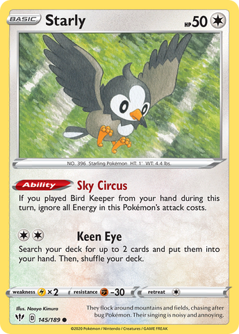 Starly 145/189 - SWSH03 Darkness Ablaze