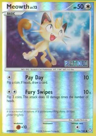 Meowth - 106/146 [Platinum] - Burger King Promos Reverse Holofoil