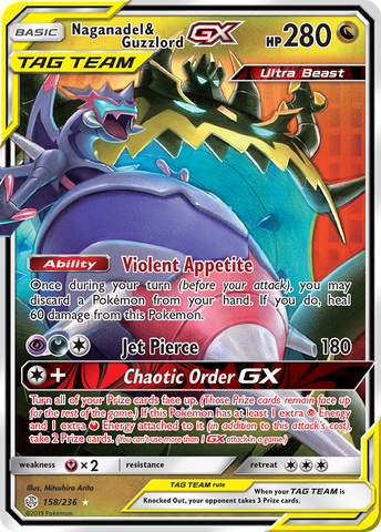 Naganadel & Guzzlord GX 158/236 - SM  Cosmic Eclipse Holofoil