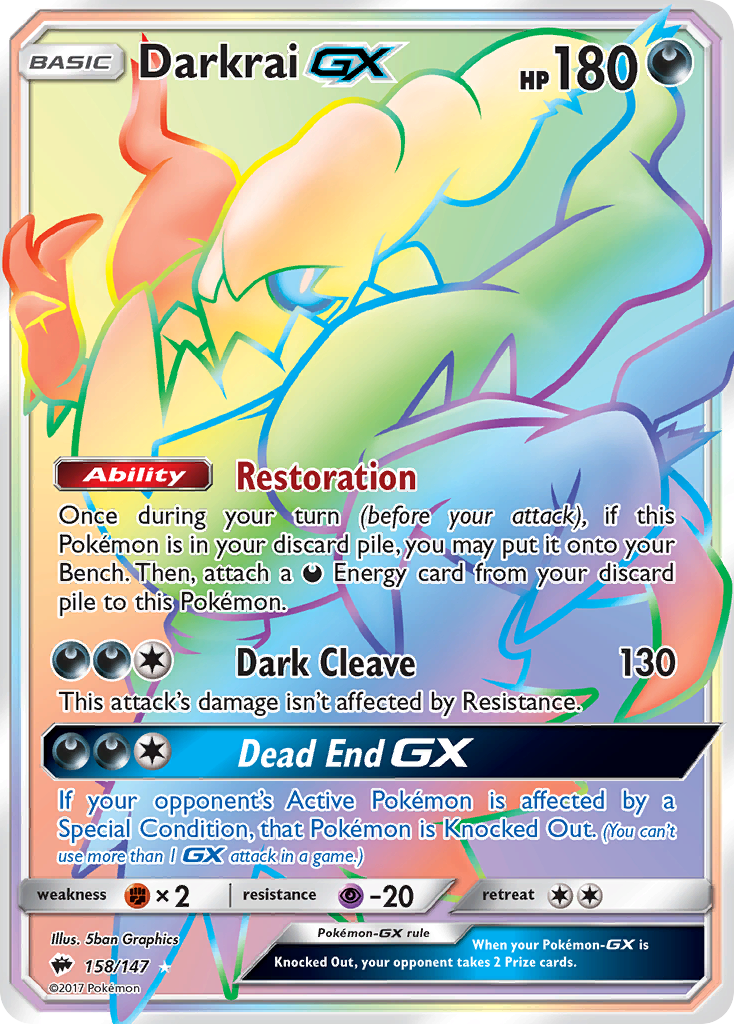 Darkrai GX (Secret)/147 - SM  Burning Shadows Holofoil