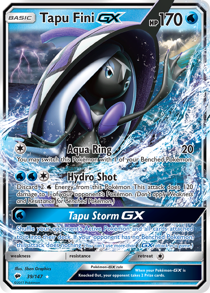 Tapu Fini GX 39/147 - SM  Burning Shadows Holofoil