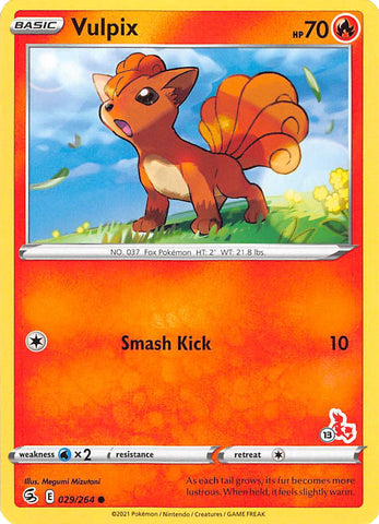 Vulpix - 029/264 (#13 Cinderace Stamped) - Battle Academy 2022