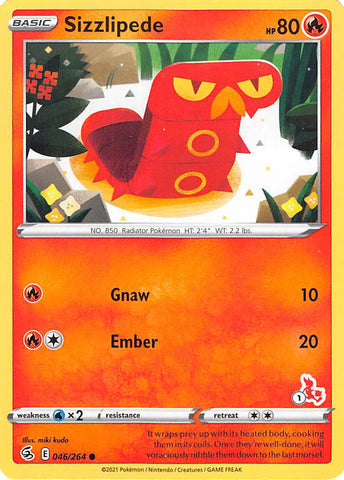 Sizzlipede - 046/264 (#1 Cinderace Stamped) - Battle Academy 2022
