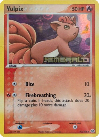 Vulpix 72/106 - Emerald Reverse Holofoil
