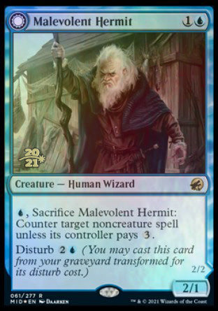 Malevolent Hermit (PRE-061) - Innistrad: Midnight Hunt Promos: (Double Faced Transform) Foil