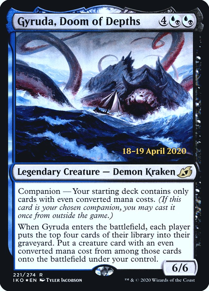 Gyruda, Doom of Depths (PRE-221) - Ikoria: Lair of Behemoths Promos: (companion) Foil