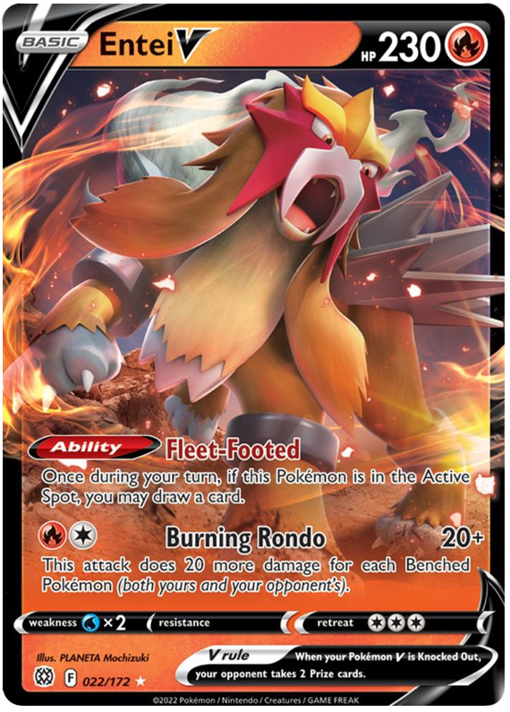 Entei V 22/172 - SWSH09 Brilliant Stars Holofoil