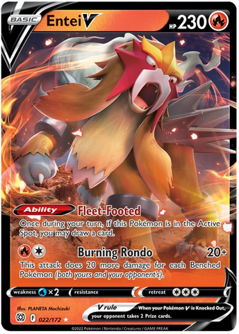 Entei V 22/172 - SWSH09 Brilliant Stars Holofoil