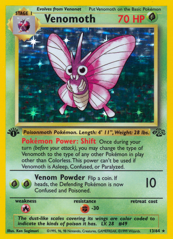 Venomoth (13) 13/64 - Jungle 1st Edition Holofoil