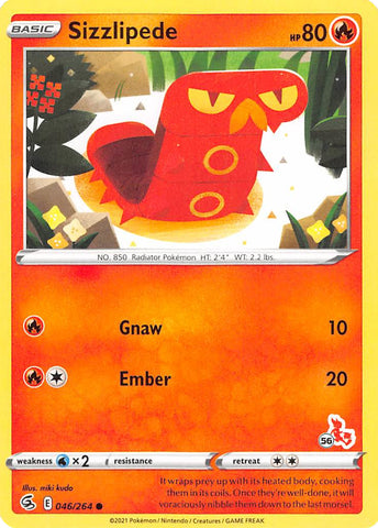 Sizzlipede - 046/264 (#56 Cinderace Stamped) - Battle Academy 2022