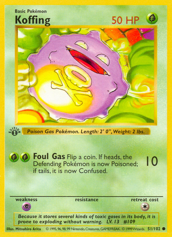 Koffing - 51/102 - 1st Edition Base Set Shadowless - Common
