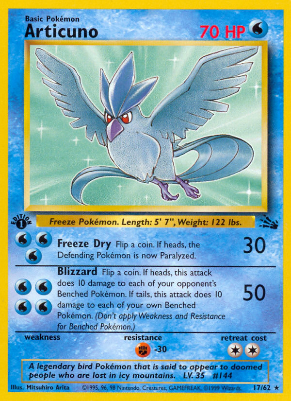 Articuno (17) 17/62 - Fossil 1st Edition
