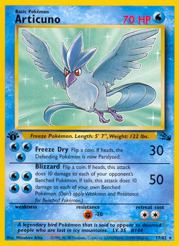 Articuno (17) 17/62 - Fossil 1st Edition