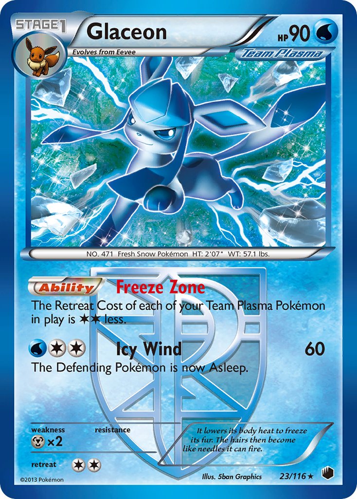 Glaceon - 23/116 (BW Plasma Freeze) 23 - Deck Exclusives Holofoil