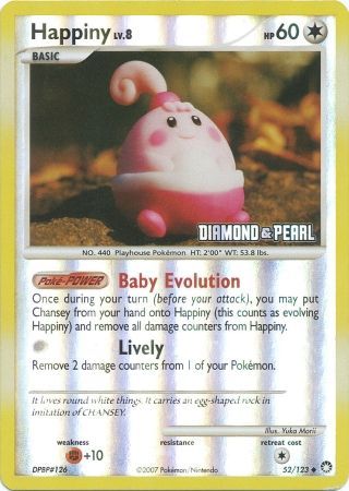 Happiny - 52/123 [Diamond & Pearl] - Burger King Promos Reverse Holofoil