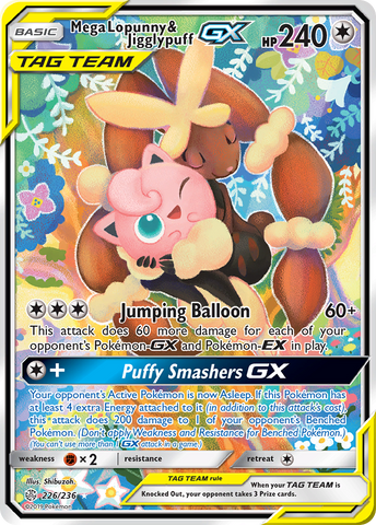 Mega Lopunny & Jigglypuff GX (Alternate Full Art)/236 - SM  Cosmic Eclipse Holofoil