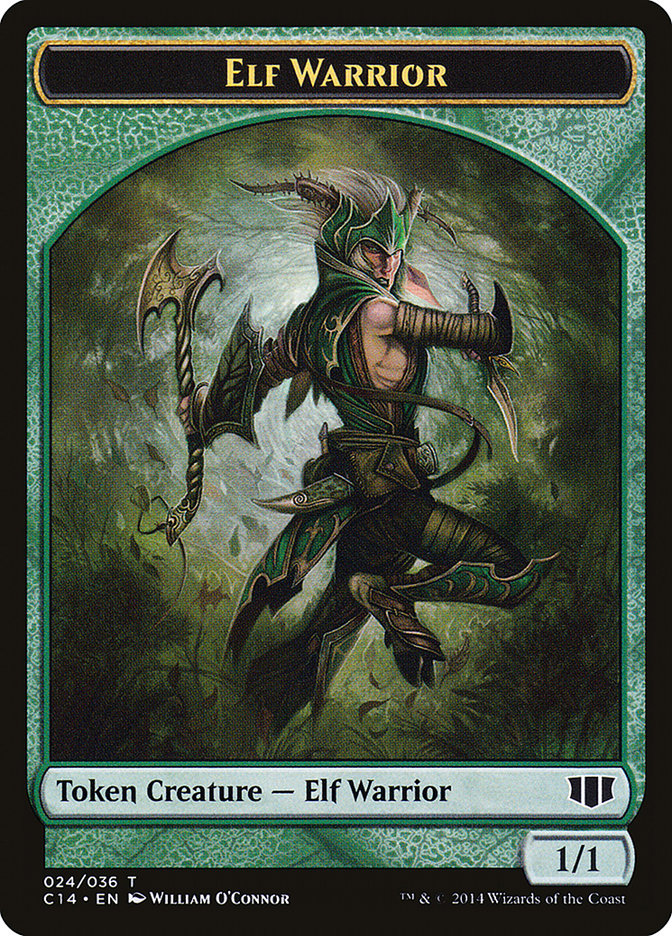 Gargoyle // Elf Warrior Double-Sided Token (C14-27 // 24) - Commander 2014 Tokens