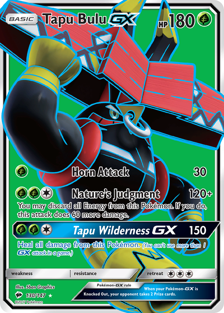 Tapu Bulu GX (Full Art) 130/147 - SM  Burning Shadows Holofoil