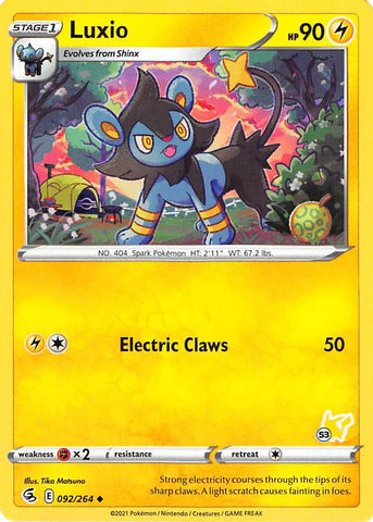 Luxio - 092/264 (#53 Pikachu Stamped) - Battle Academy 2022
