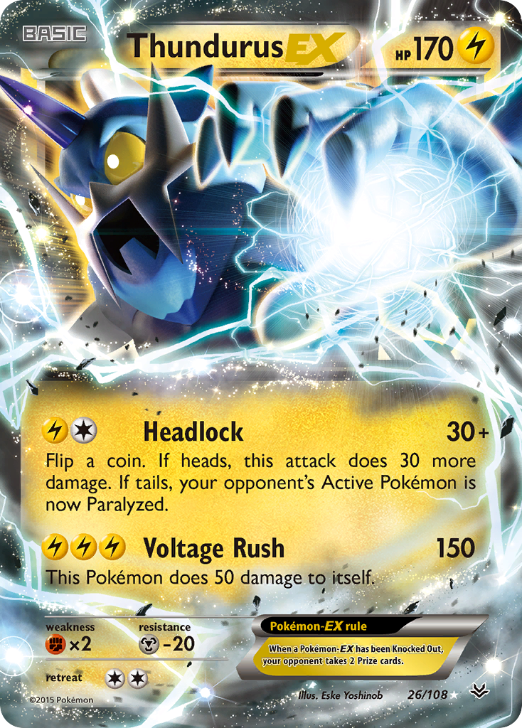Thundurus EX 26/108 - XY  Roaring Skies Holofoil