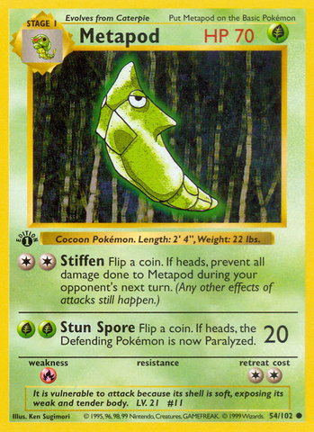 Metapod - 54/102 - 1st Edition Base Set Shadowless - Common