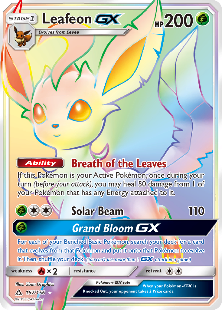 Leafeon GX (Secret Rare)/156 - SM  Ultra Prism Holofoil
