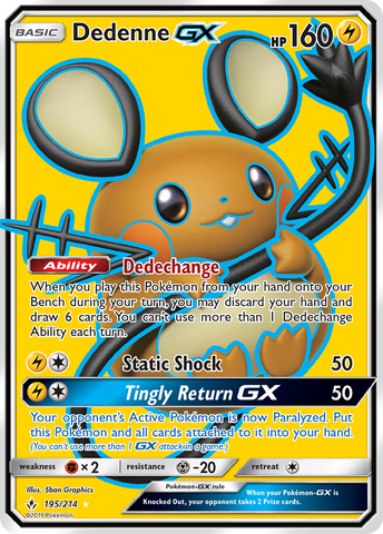 Dedenne GX (Full Art)/214 - SM  Unbroken Bonds Holofoil