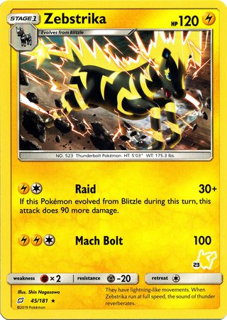 Zebstrika - 45/181 (#23 Pikachu Stamped) - Battle Academy