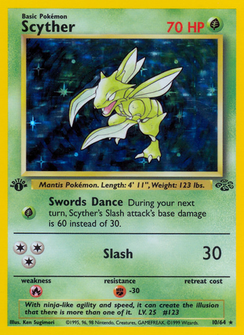 Scyther (10) 10/64 - Jungle 1st Edition Holofoil