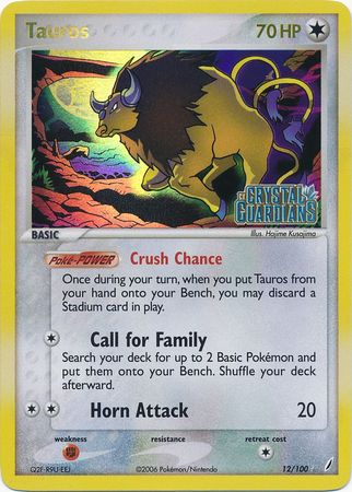Tauros/100 - Crystal Guardians Reverse Holofoil