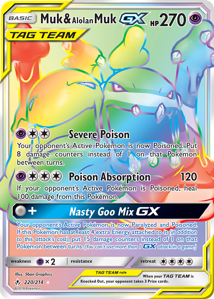 Muk & Alolan Muk GX (Secret)/214 - SM  Unbroken Bonds Holofoil