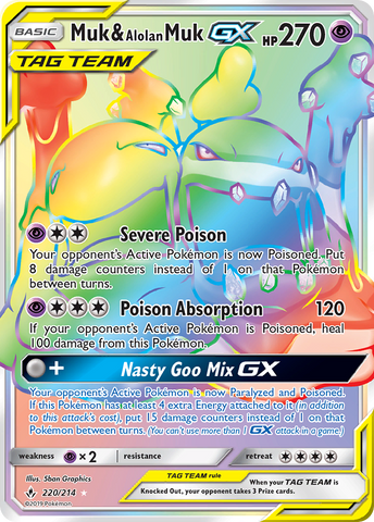 Muk & Alolan Muk GX (Secret)/214 - SM  Unbroken Bonds Holofoil