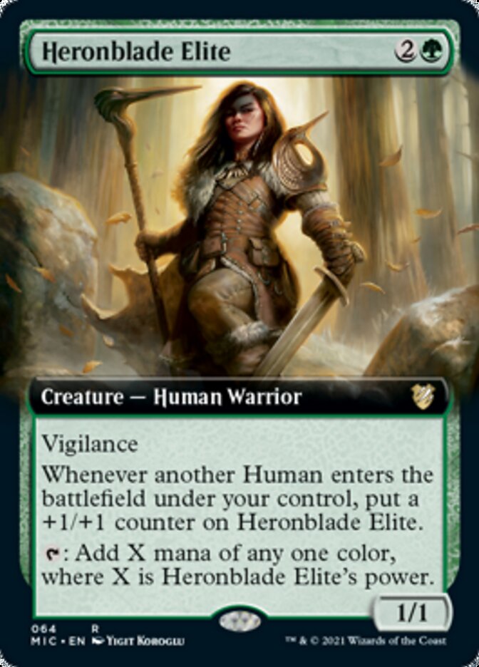 Heronblade Elite (Extended Art) (MIC-064) - Midnight Hunt Commander: (Extended Art)