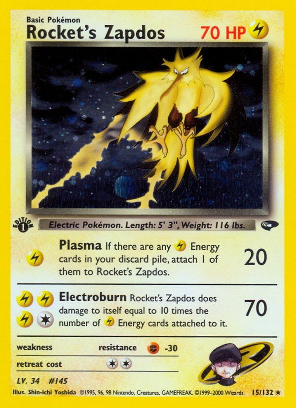 Rocket's Zapdos/132 - Gym Challenge 1st Edition Holofoil