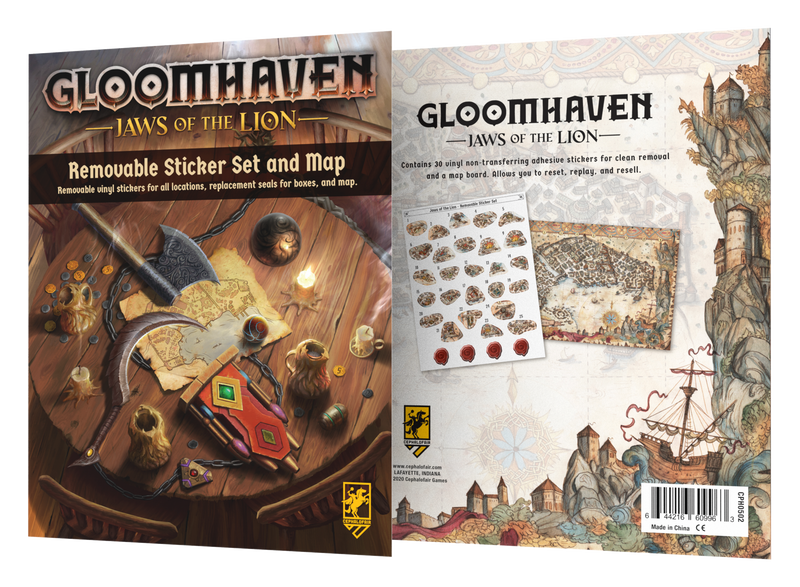 Gloomhaven Jaws of the Lion Removable Sticker Set and Map