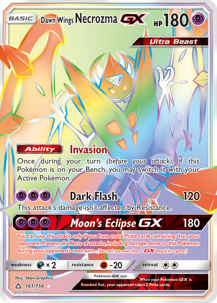 Dawn Wings Necrozma GX (Secret Rare)/156 - SM  Ultra Prism Holofoil