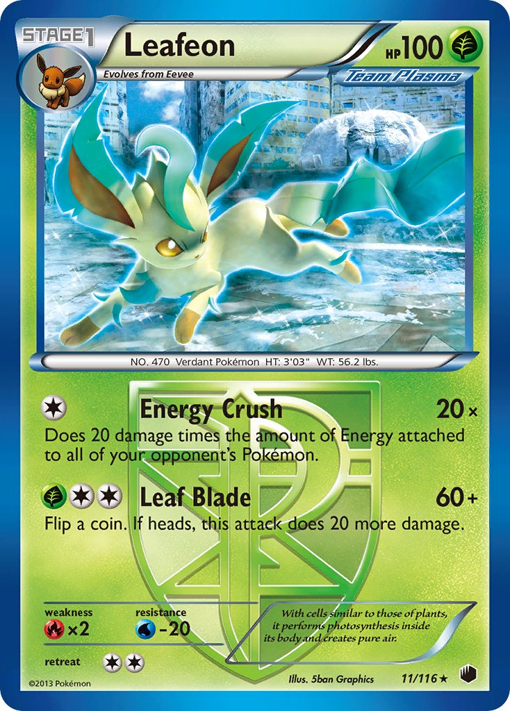Leafeon - 11/116 (BW Plasma Freeze) - Deck Exclusives Holofoil