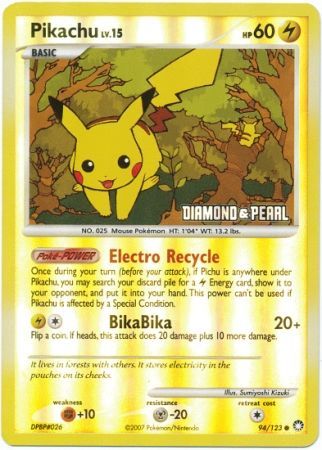 Pikachu - 94/123 (Diamond & Pearl) - Burger King Promos Reverse Holofoil