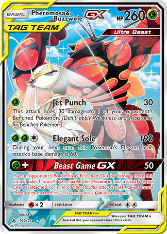 Pheromosa & Buzzwole GX (192) (Alternate Full Art)/214 - SM  Unbroken Bonds Holofoil