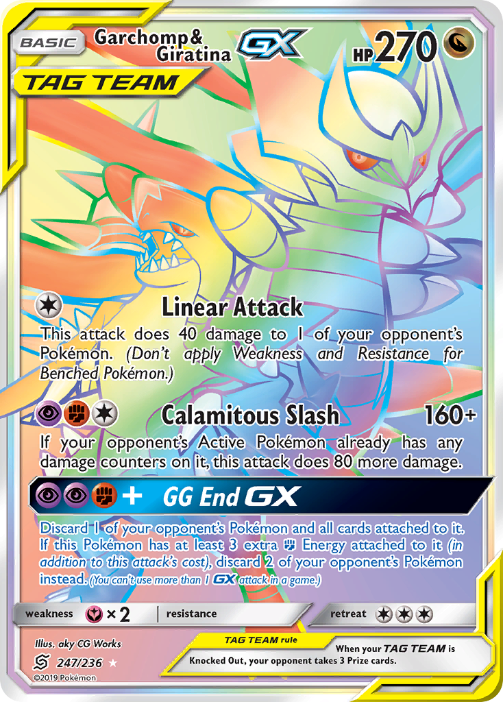 Garchomp & Giratina GX (Secret)/236 - SM  Unified Minds Holofoil