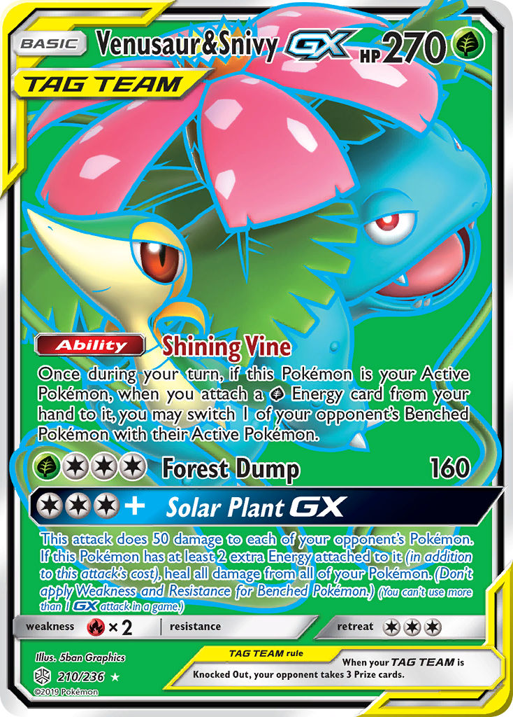 Venusaur & Snivy GX (Full Art)/236 - SM  Cosmic Eclipse Holofoil