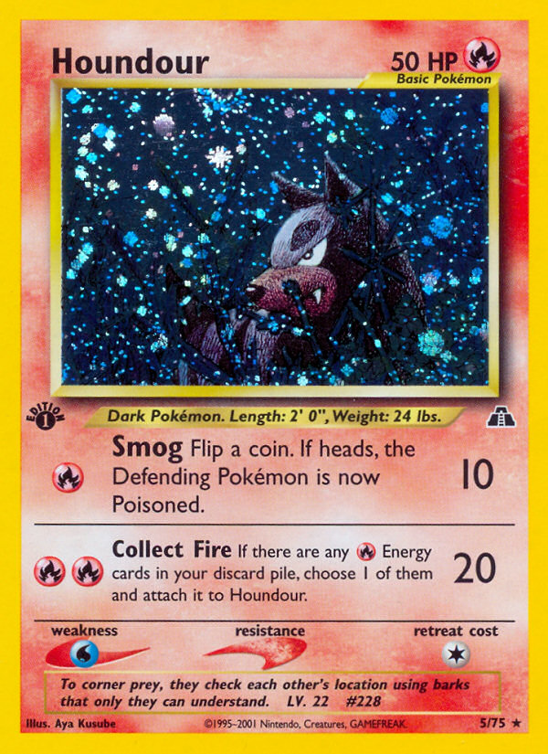 Houndour (5)/75 - Neo Discovery 1st Edition Holofoil