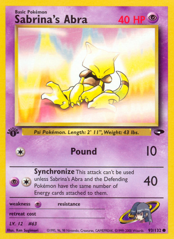 Sabrina's Abra (93) 93/132 - Gym Challenge 1st Edition