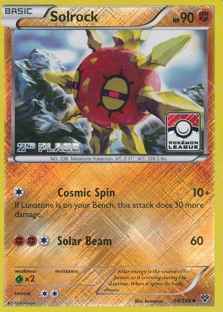 Solrock - 64/146 (Pokemon League) [2nd Place] - League & Championship Cards Reverse Holofoil