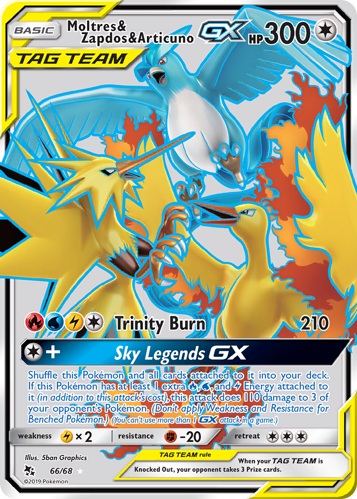 Moltres & Zapdos & Articuno GX (Full Art) 66/68 - Hidden Fates Holofoil