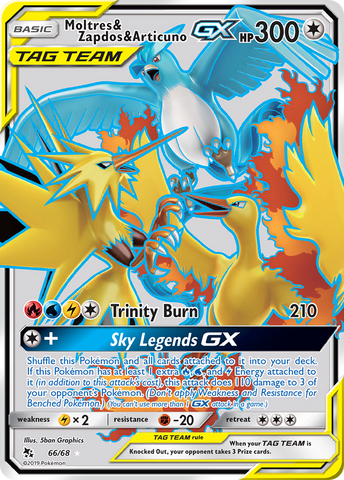 Moltres & Zapdos & Articuno GX (Full Art) 66/68 - Hidden Fates Holofoil