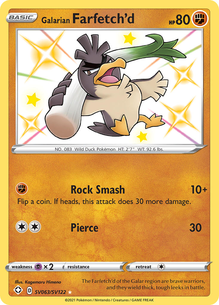 Galarian Farfetch'd SV063/122 - Shining Fates Shiny Vault Holofoil