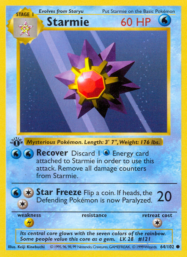 Starmie - 64/102 - 1st Edition Base Set Shadowless - Common