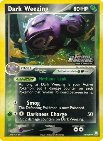 Dark Weezing 42/109 - Team Rocket Returns Reverse Holofoil