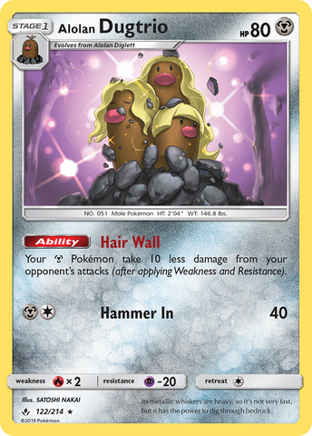 Alolan Dugtrio 122/214 - SM  Unbroken Bonds